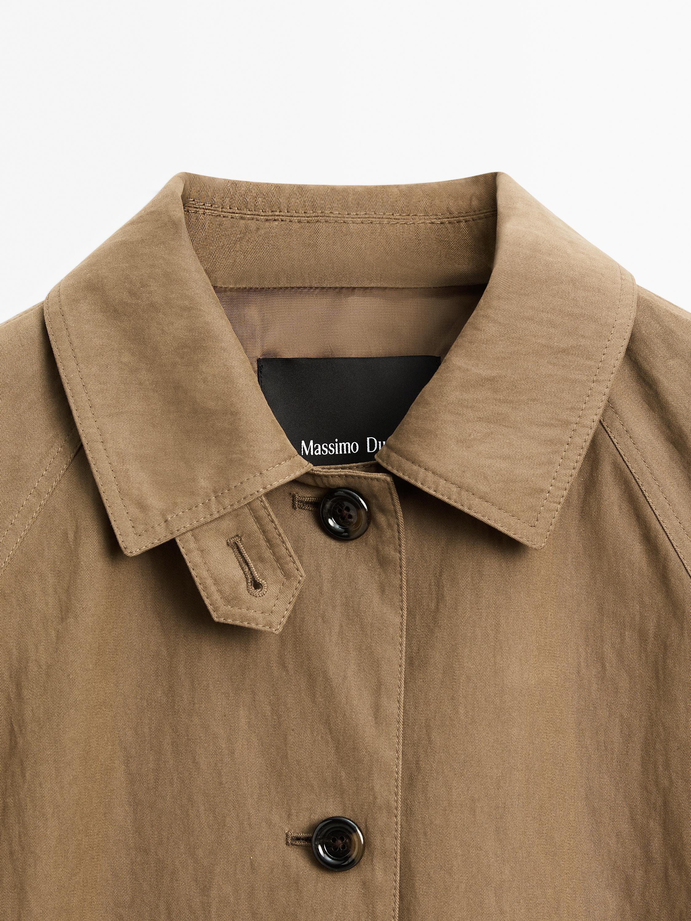 Cotton blend fitted-waist trench coat